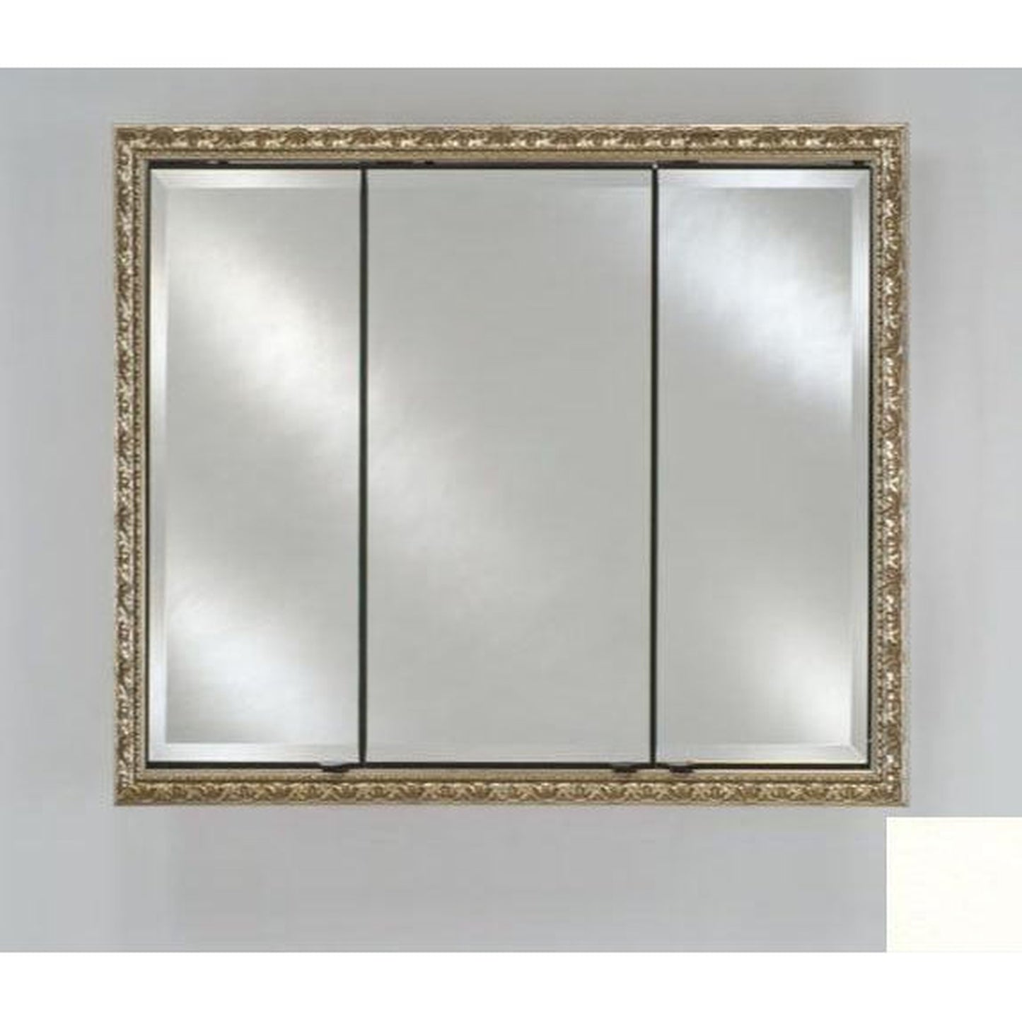Afina Signature 34" x 30" Colorgrain White Recessed Triple Door Medicine Cabinet With Beveled Edge Mirror