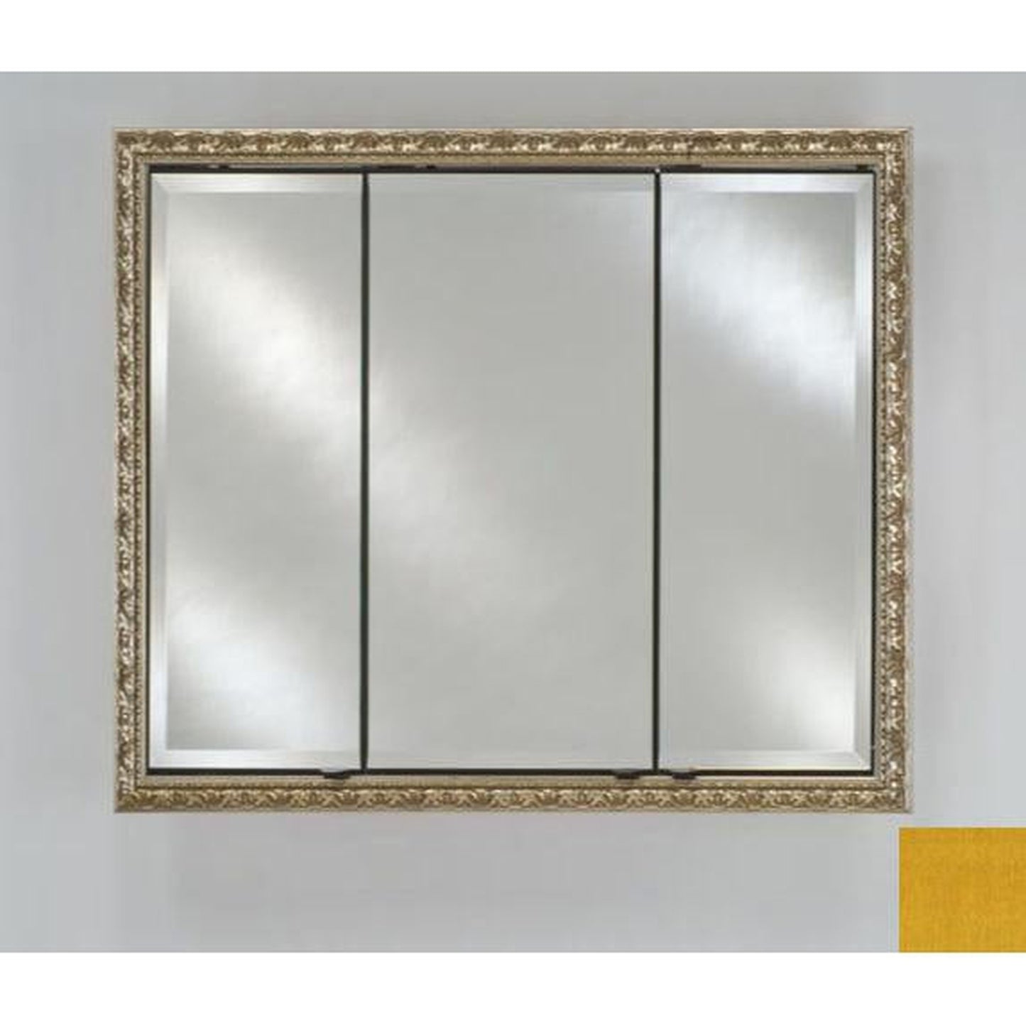 Afina Signature 34" x 30" Colorgrain Yellow Recessed Triple Door Medicine Cabinet With Beveled Edge Mirror