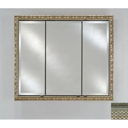 Afina Signature 34" x 30" Elegance Antique Silver Recessed Triple Door Medicine Cabinet With Beveled Edge Mirror