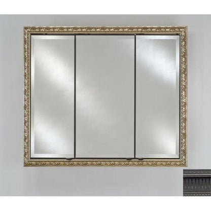 Afina Signature 34" x 30" Roman Antique Pewter Recessed Triple Door Medicine Cabinet With Beveled Edge Mirror