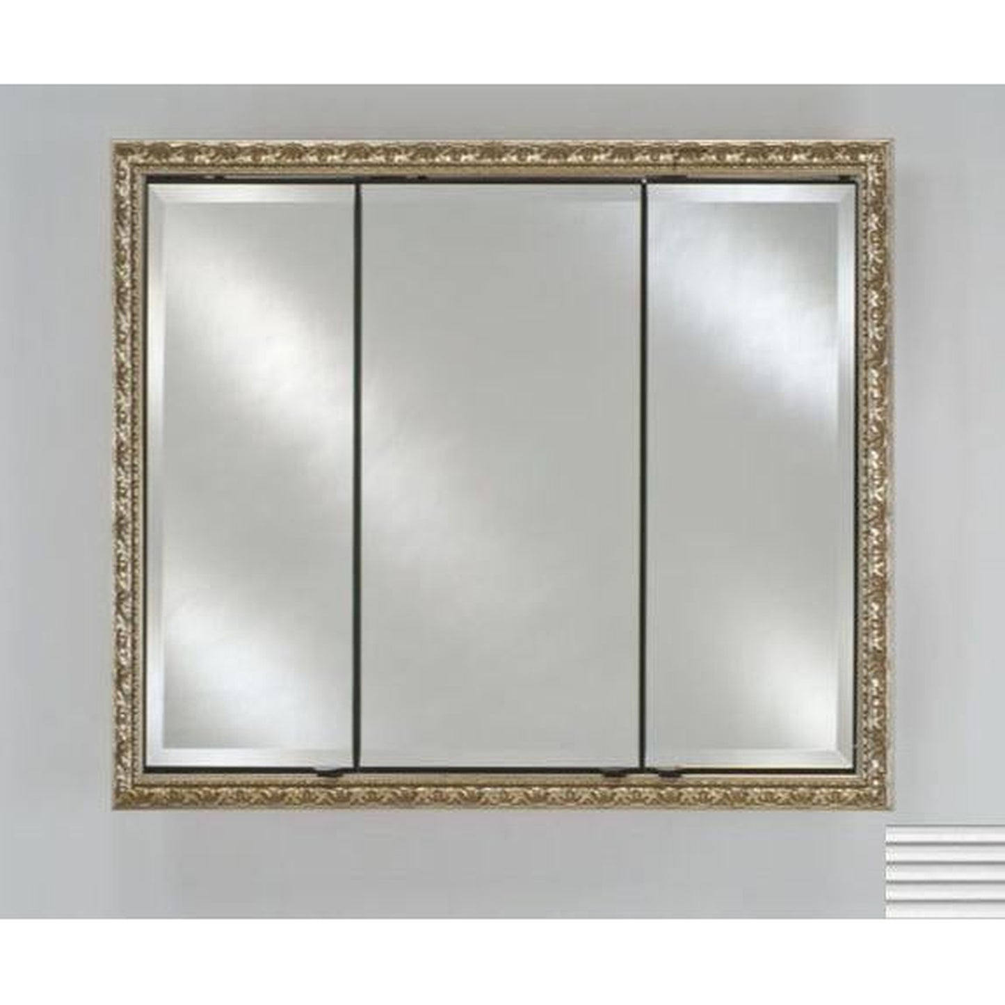 Afina Signature 34" x 30" Soho Fluted Chrome Recessed Triple Door Medicine Cabinet With Beveled Edge Mirror