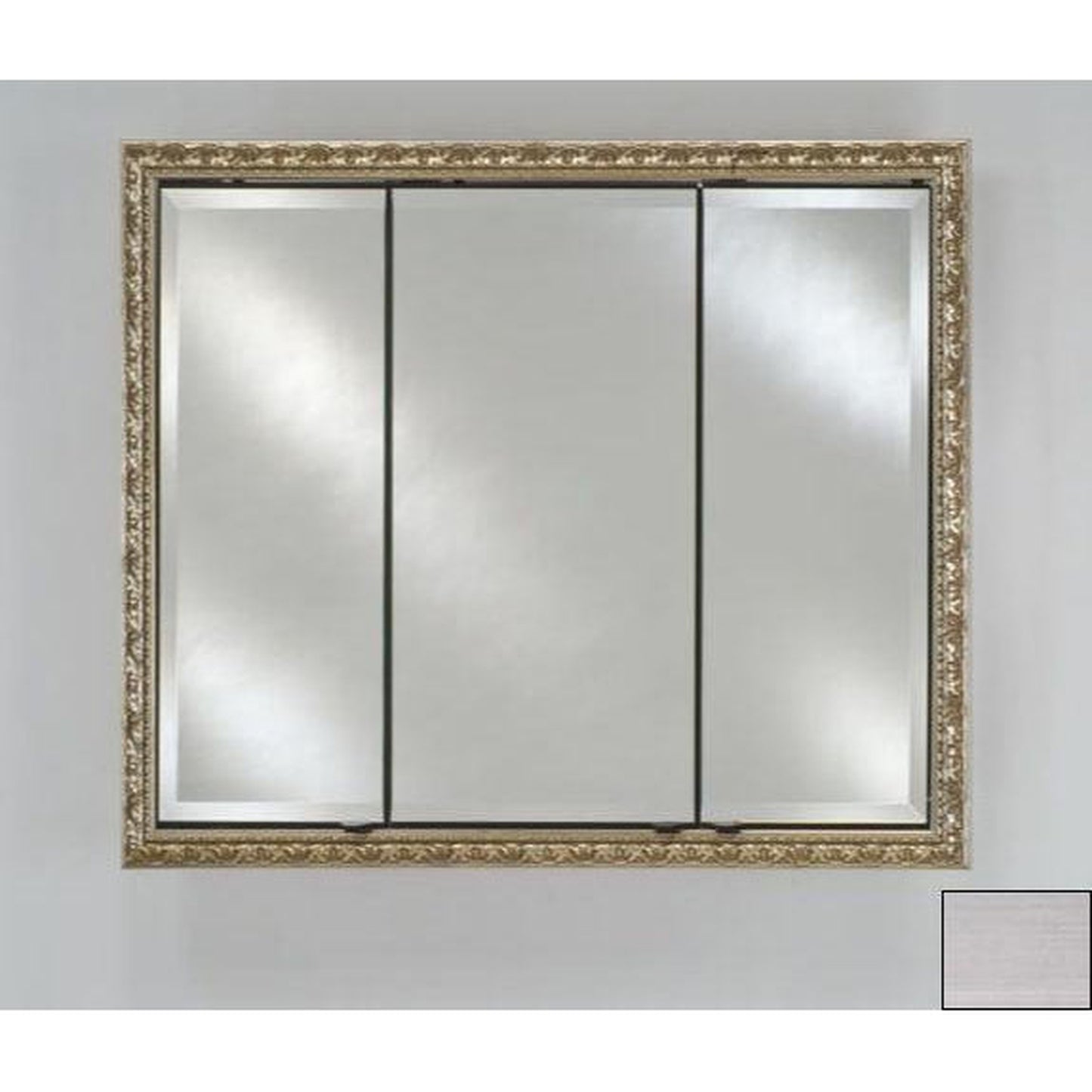 Afina Signature 34" x 30" Soho Stainless Recessed Triple Door Medicine Cabinet With Beveled Edge Mirror