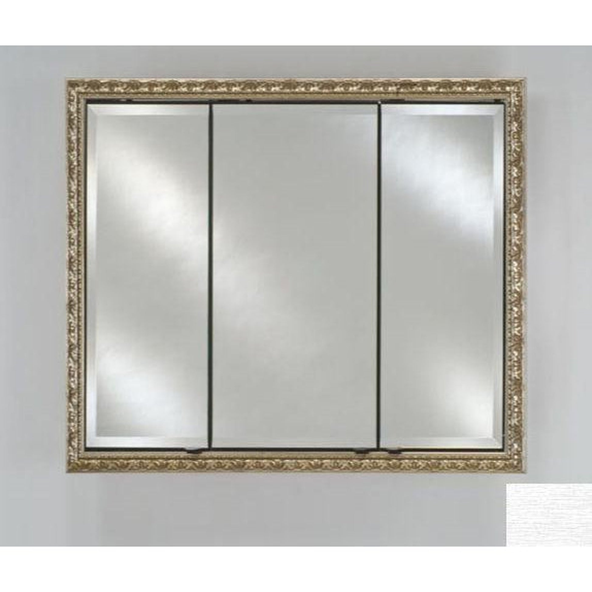 Afina Signature 34" x 30" Tribeca Satin Silver Recessed Triple Door Medicine Cabinet With Beveled Edge Mirror