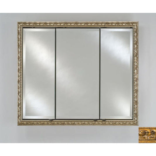 Afina Signature 34" x 30" Tuscany Antique Gold Recessed Triple Door Medicine Cabinet With Beveled Edge Mirror