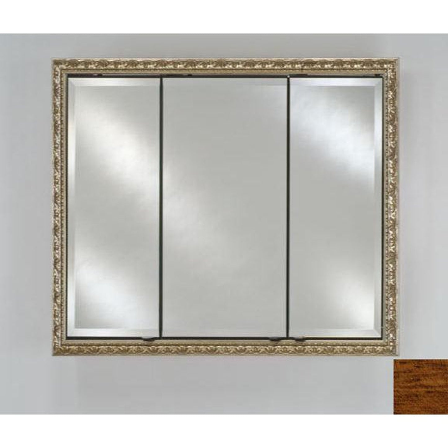 Afina Signature 38" x 30" Arlington Honey Recessed Triple Door Medicine Cabinet With Beveled Edge Mirror