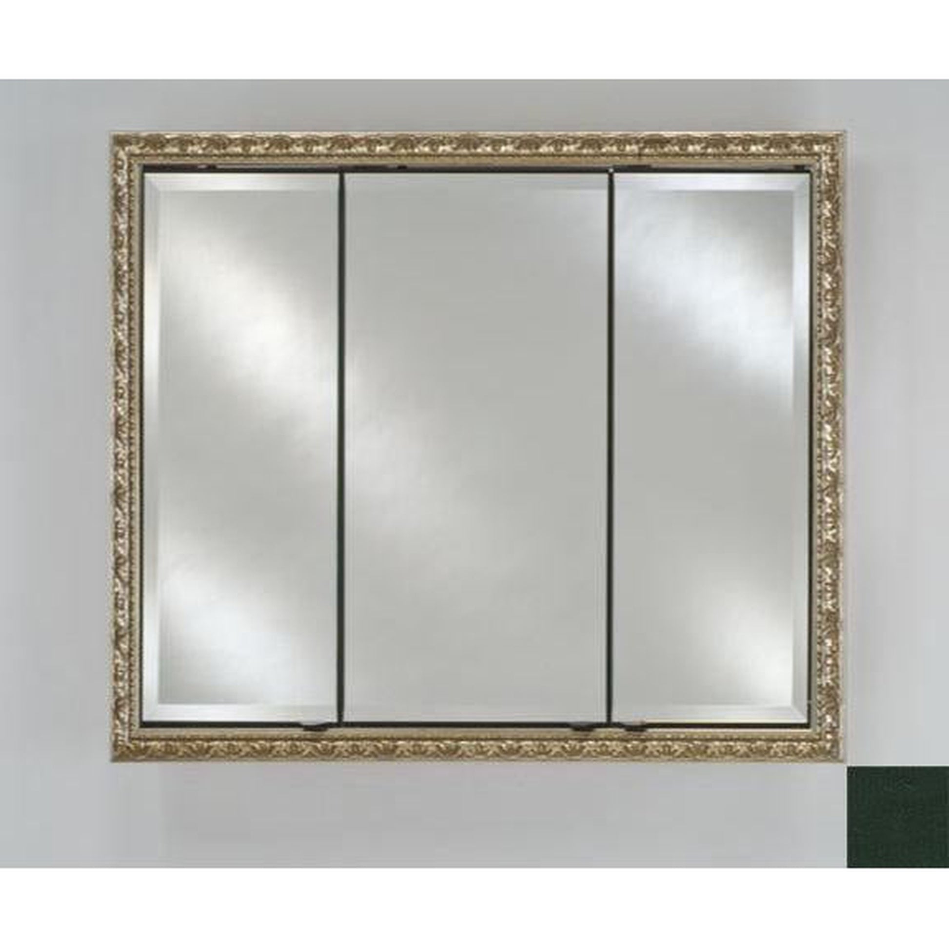 Afina Signature 38" x 30" Colorgrain Green Recessed Triple Door Medicine Cabinet With Beveled Edge Mirror