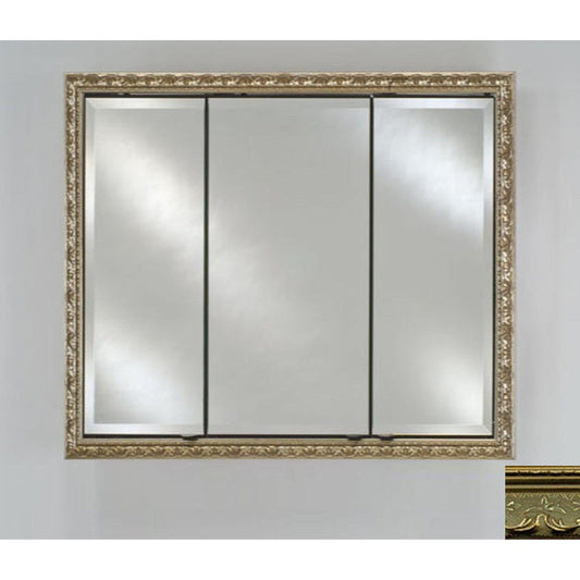 Afina Signature 38" x 30" Majestic Brilliant Gold Recessed Triple Door Medicine Cabinet With Beveled Edge Mirror