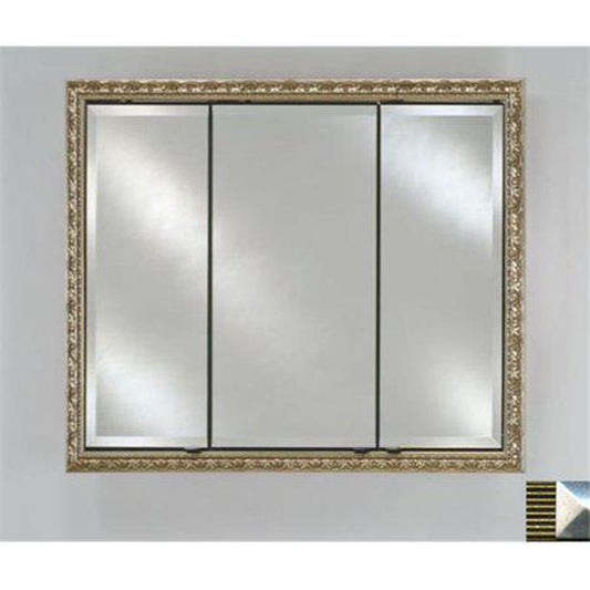 Afina Signature 38" x 30" Meridian Antique Gold With Antique Silver Caps Recessed Triple Door Medicine Cabinet With Beveled Edge Mirror