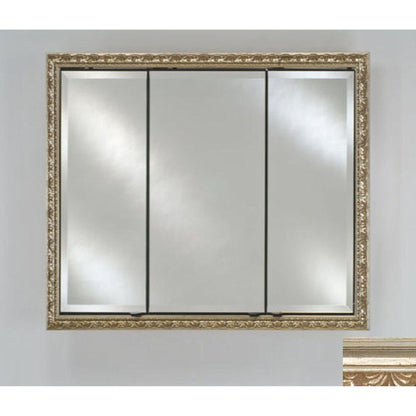 Afina Signature 38" x 30" Parisian Antique Silver Recessed Triple Door Medicine Cabinet With Beveled Edge Mirror