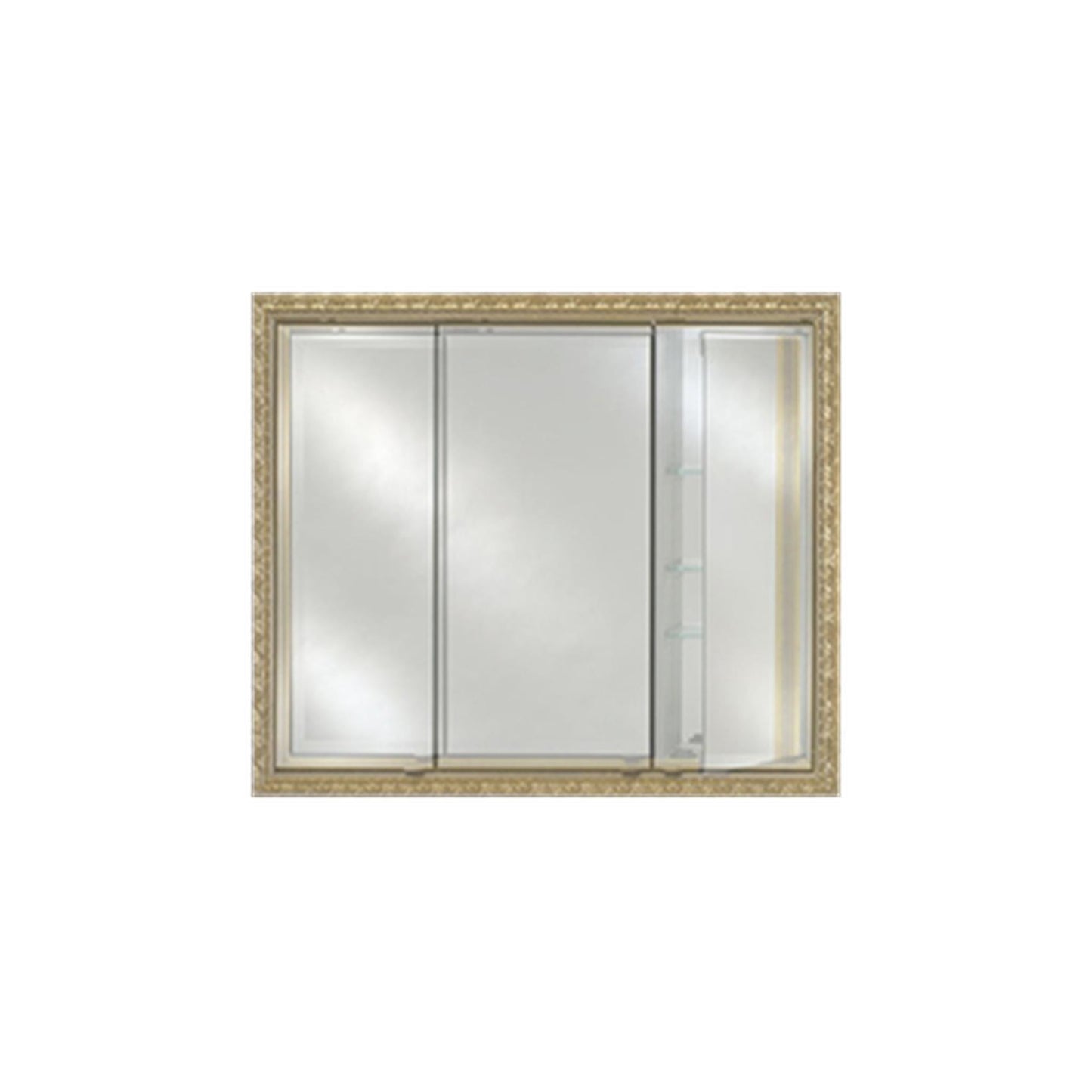 Afina Signature 38" x 30" Polished Glimmer-Flat Recessed Triple Door Medicine Cabinet With Beveled Edge Mirror