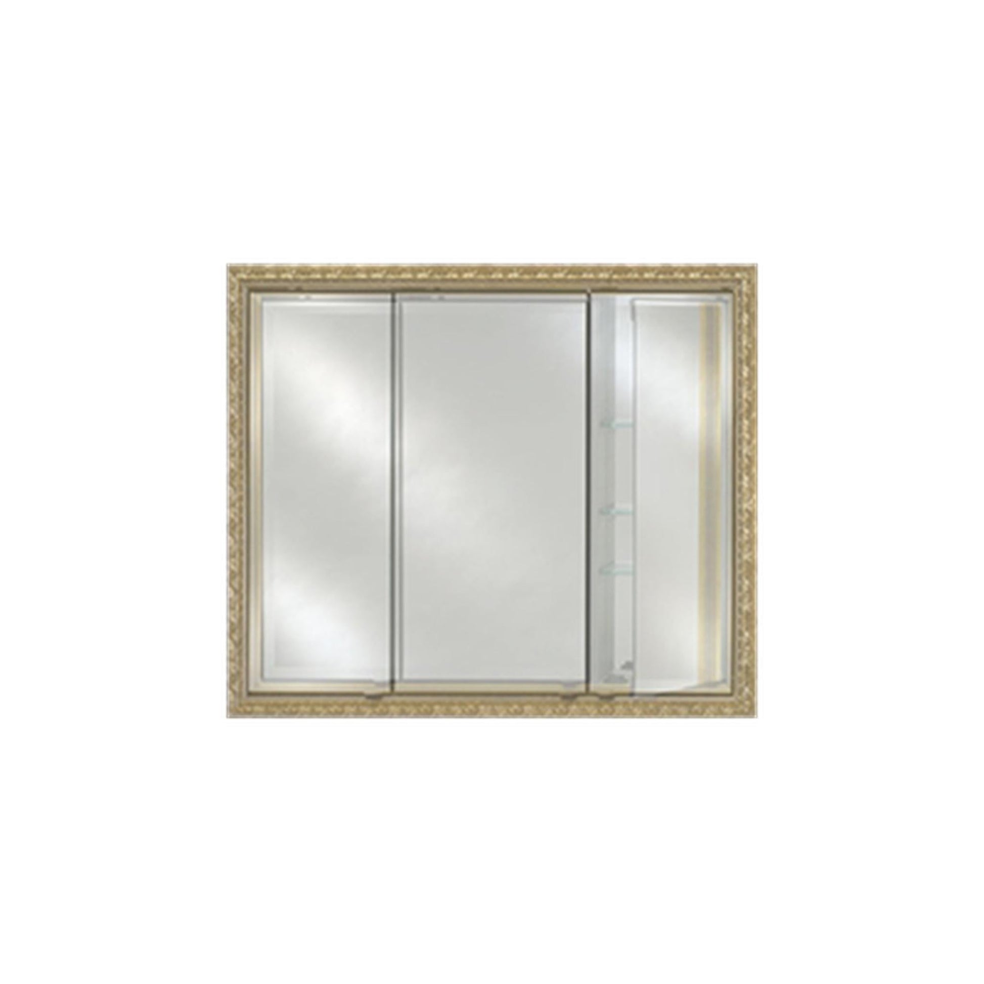 Afina Signature 38" x 30" Polished Glimmer-Flat Recessed Triple Door Medicine Cabinet With Beveled Edge Mirror