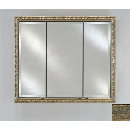 Afina Signature 38" x 30" Regal Antique Gold Recessed Triple Door Medicine Cabinet With Beveled Edge Mirror