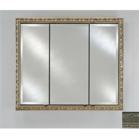 Afina Signature 38" x 30" Regal Antique Silver Recessed Triple Door Medicine Cabinet With Beveled Edge Mirror