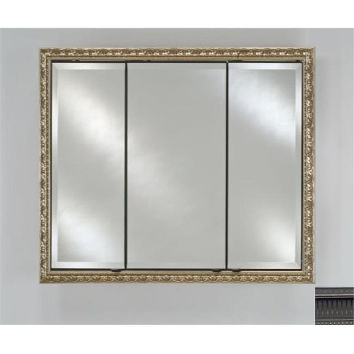 Afina Signature 38" x 30" Roman Antique Pewter Recessed Triple Door Medicine Cabinet With Beveled Edge Mirror