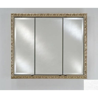 Afina Signature 38" x 30" Tribeca Satin Silver Recessed Triple Door Medicine Cabinet With Beveled Edge Mirror