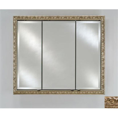 Afina Signature 38" x 30" Tuscany Antique Silver Recessed Triple Door Medicine Cabinet With Beveled Edge Mirror