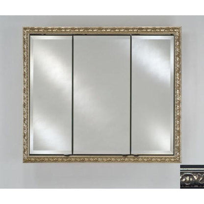 Afina Signature 38" x 30" Valencia Antique Silver Recessed Triple Door Medicine Cabinet With Beveled Edge Mirror