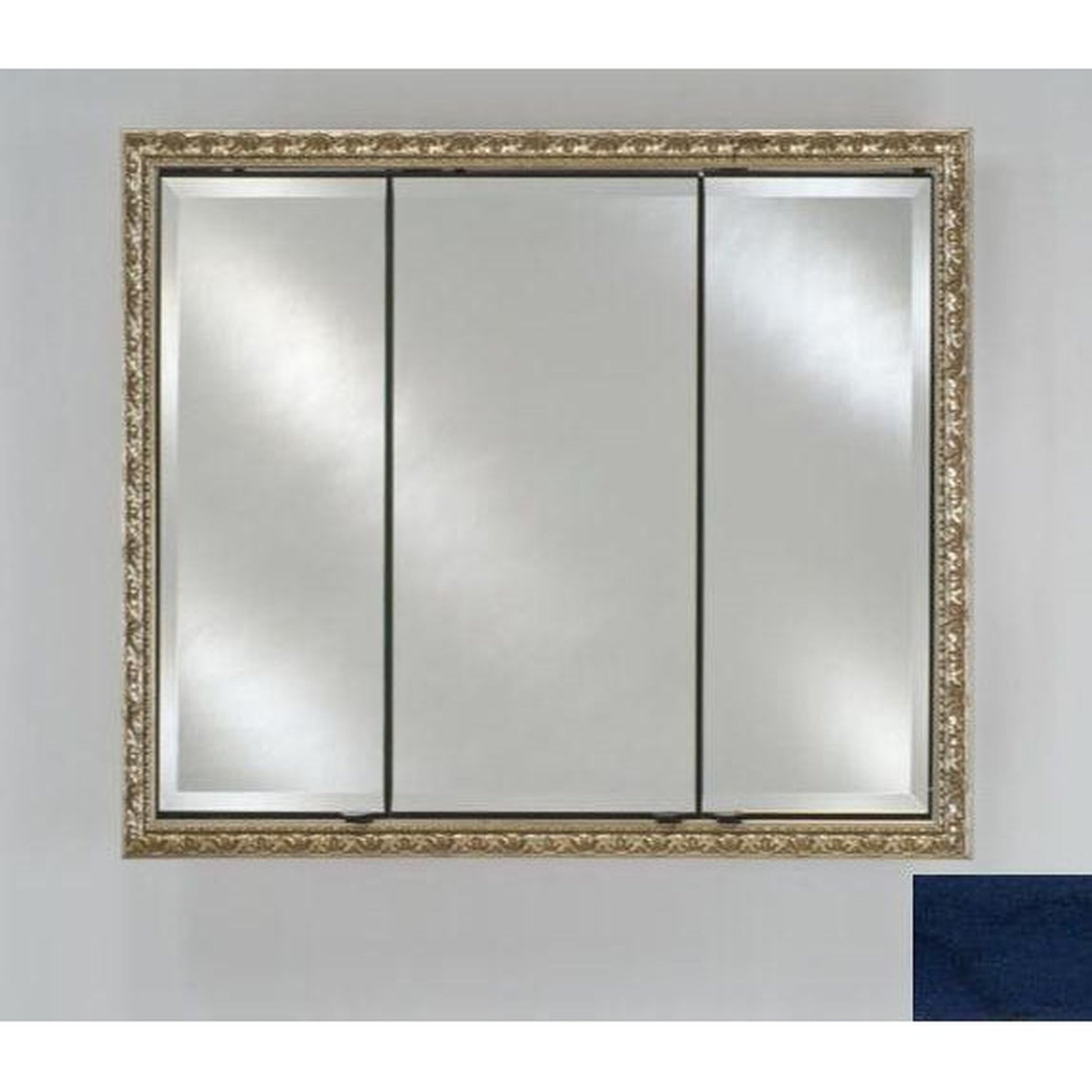 Afina Signature 44" x 30" Colorgrain Blue Recessed Triple Door Medicine Cabinet With Beveled Edge Mirror