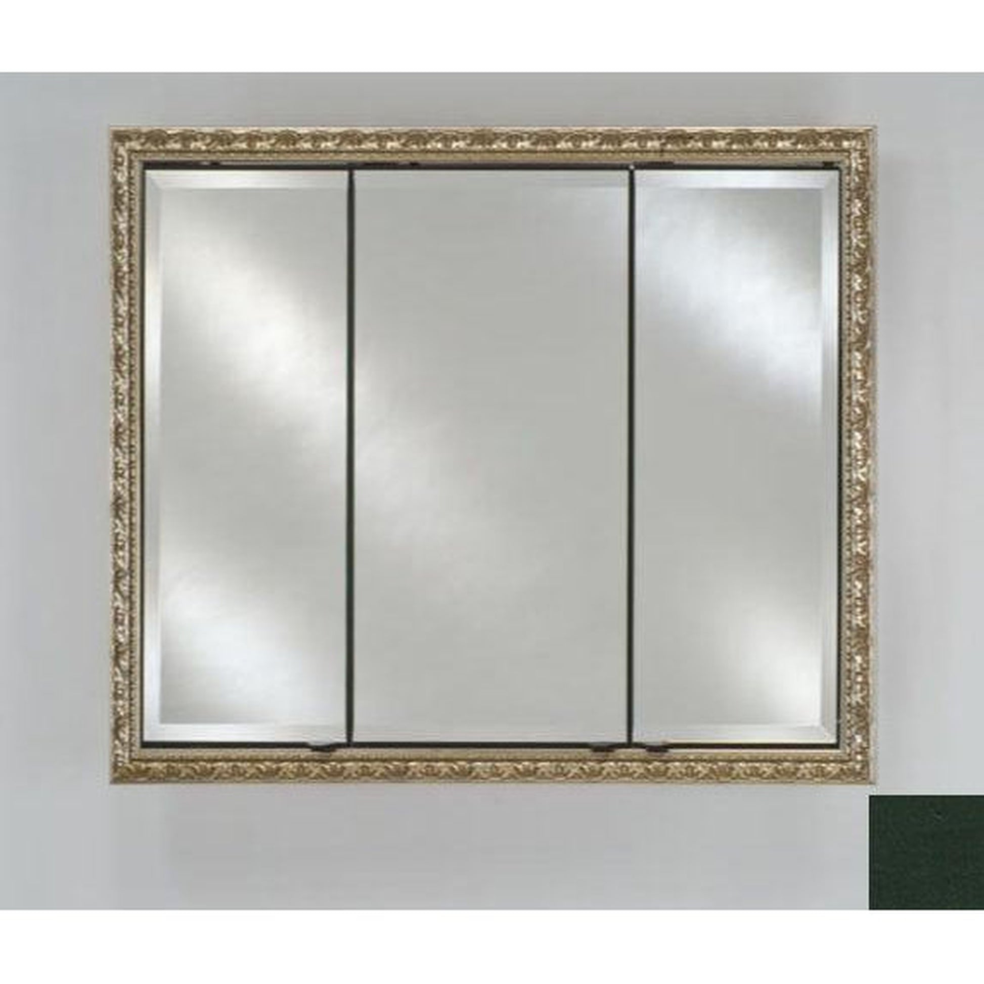 Afina Signature 44" x 30" Colorgrain Green Recessed Triple Door Medicine Cabinet With Beveled Edge Mirror