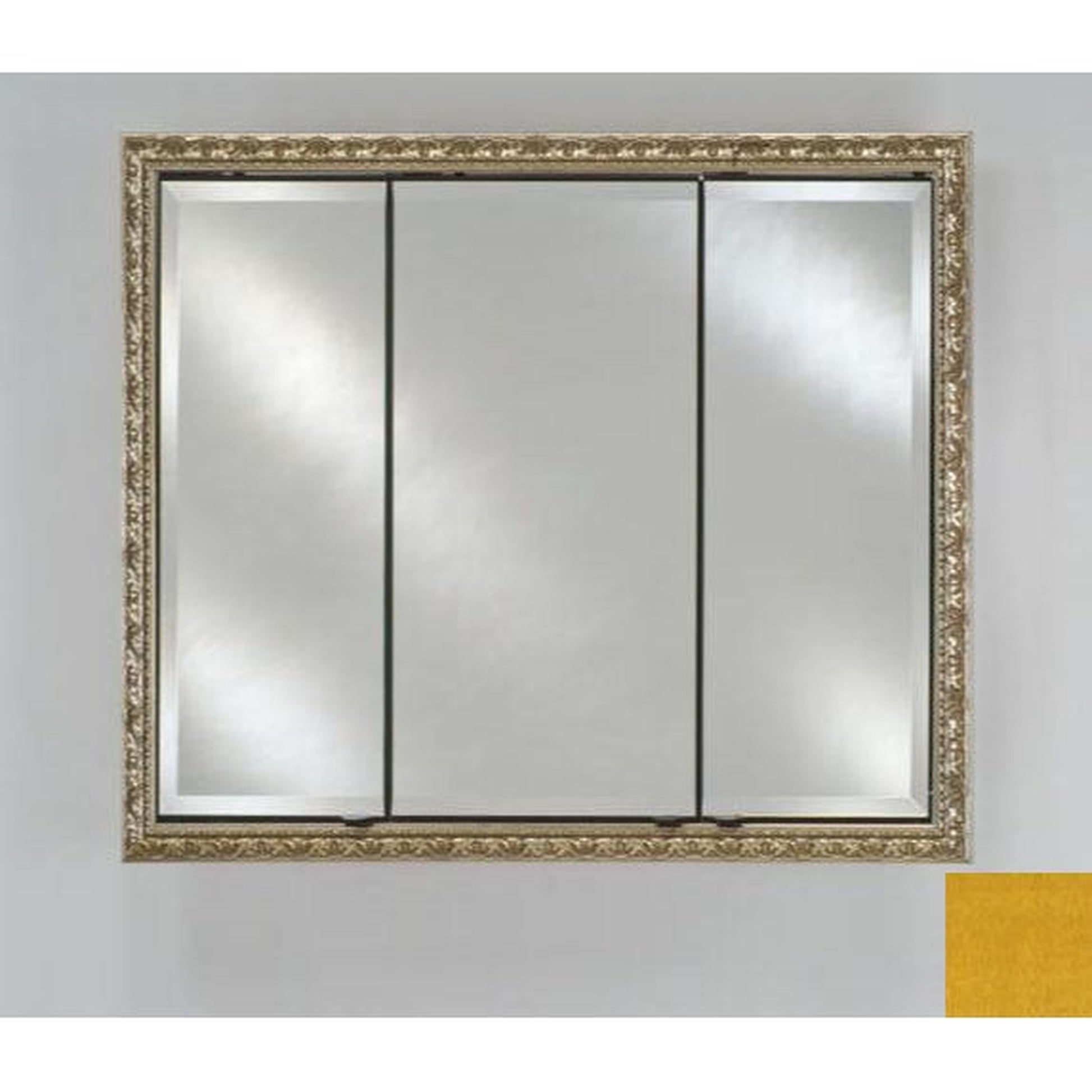 Afina Signature 44" x 30" Colorgrain Yellow Recessed Triple Door Medicine Cabinet With Beveled Edge Mirror