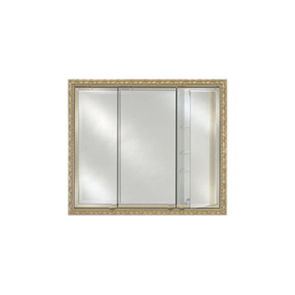 Afina Signature 44" x 30" Polished Glimmer-Scallop Recessed Triple Door Medicine Cabinet With Beveled Edge Mirror