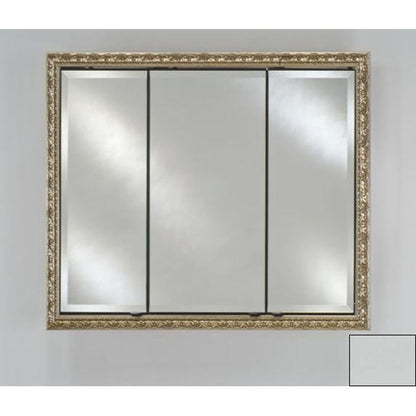 Afina Signature 44" x 30" Soho Satin White Recessed Triple Door Medicine Cabinet With Beveled Edge Mirror