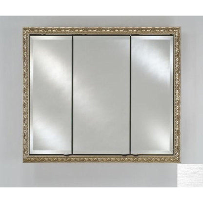 Afina Signature 44" x 30" Tribeca Satin Silver Recessed Triple Door Medicine Cabinet With Beveled Edge Mirror