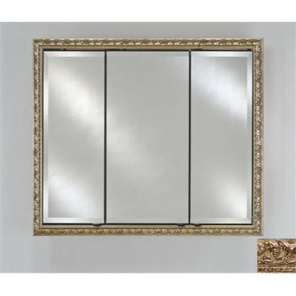 Afina Signature 44" x 30" Tuscany Antique Silver Recessed Triple Door Medicine Cabinet With Beveled Edge Mirror