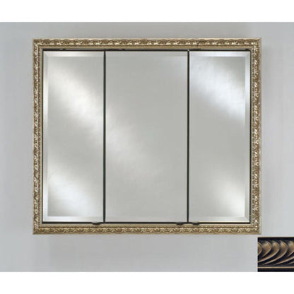 Afina Signature 44" x 30" Versailles Antique Pewter Recessed Triple Door Medicine Cabinet With Beveled Edge Mirror