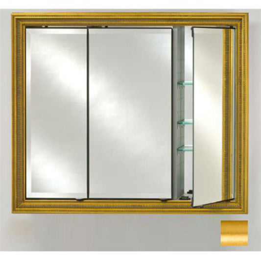 Afina Signature 47" x 36" Brushed Satin Gold Recessed Triple Door Medicine Cabinet With Beveled Edge Mirror