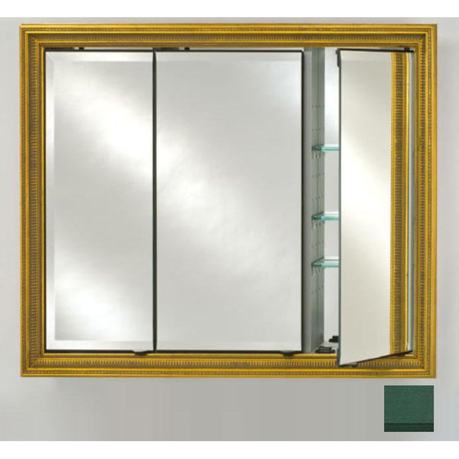 Afina Signature 47" x 36" Colorgrain Green Recessed Triple Door Medicine Cabinet With Beveled Edge Mirror