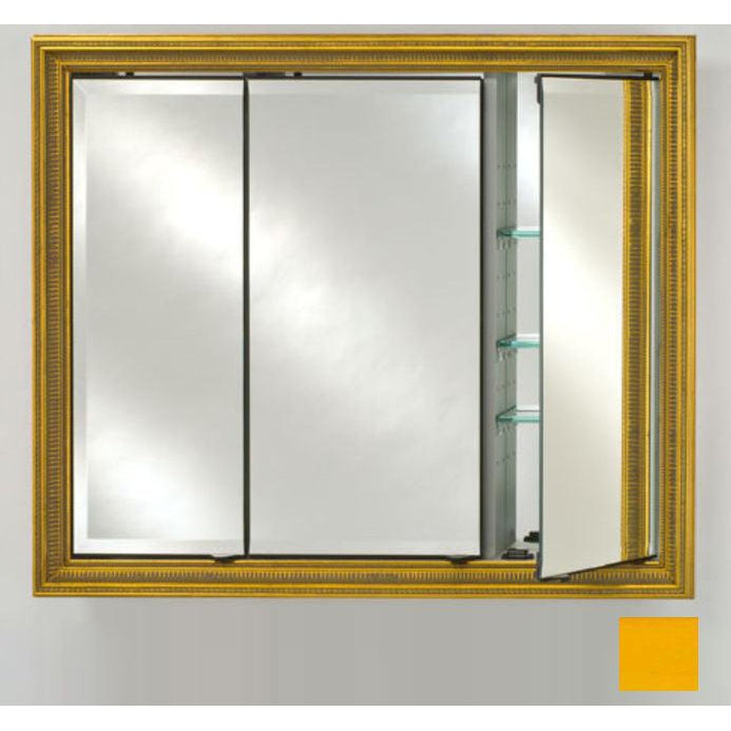 Afina Signature 47" x 36" Colorgrain Yellow Recessed Triple Door Medicine Cabinet With Beveled Edge Mirror