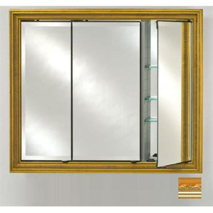 Afina Signature 47" x 36" Majestic Brilliant Gold Recessed Triple Door Medicine Cabinet With Beveled Edge Mirror