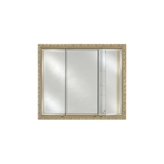 Afina Signature 47" x 36" Polished Glimmer-Flat Recessed Triple Door Medicine Cabinet With Beveled Edge Mirror