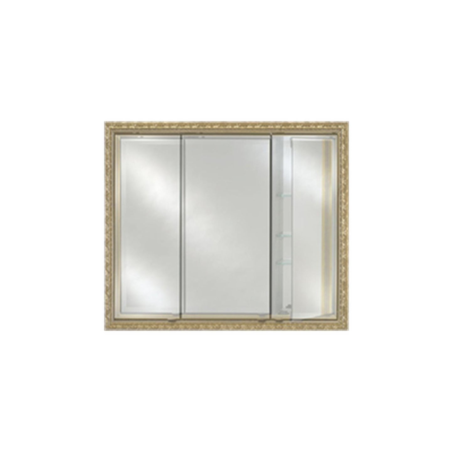 Afina Signature 47" x 36" Polished Glimmer-Scallop Recessed Triple Door Medicine Cabinet With Beveled Edge Mirror