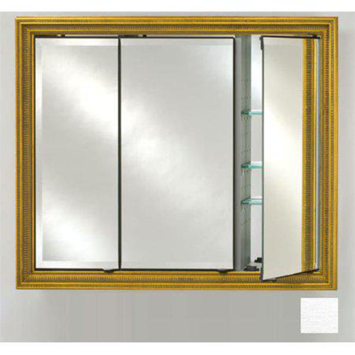 Afina Signature 47" x 36" Tribeca Satin Silver Recessed Triple Door Medicine Cabinet With Beveled Edge Mirror