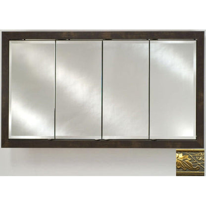 Afina Signature 58" x 30" Aristocrat Antique Gold Recessed Four Door Medicine Cabinet With Beveled Edge Mirror