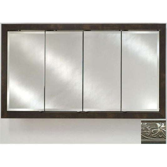 Afina Signature 58" x 30" Aristocrat Antique Silver Recessed Four Door Medicine Cabinet With Beveled Edge Mirror