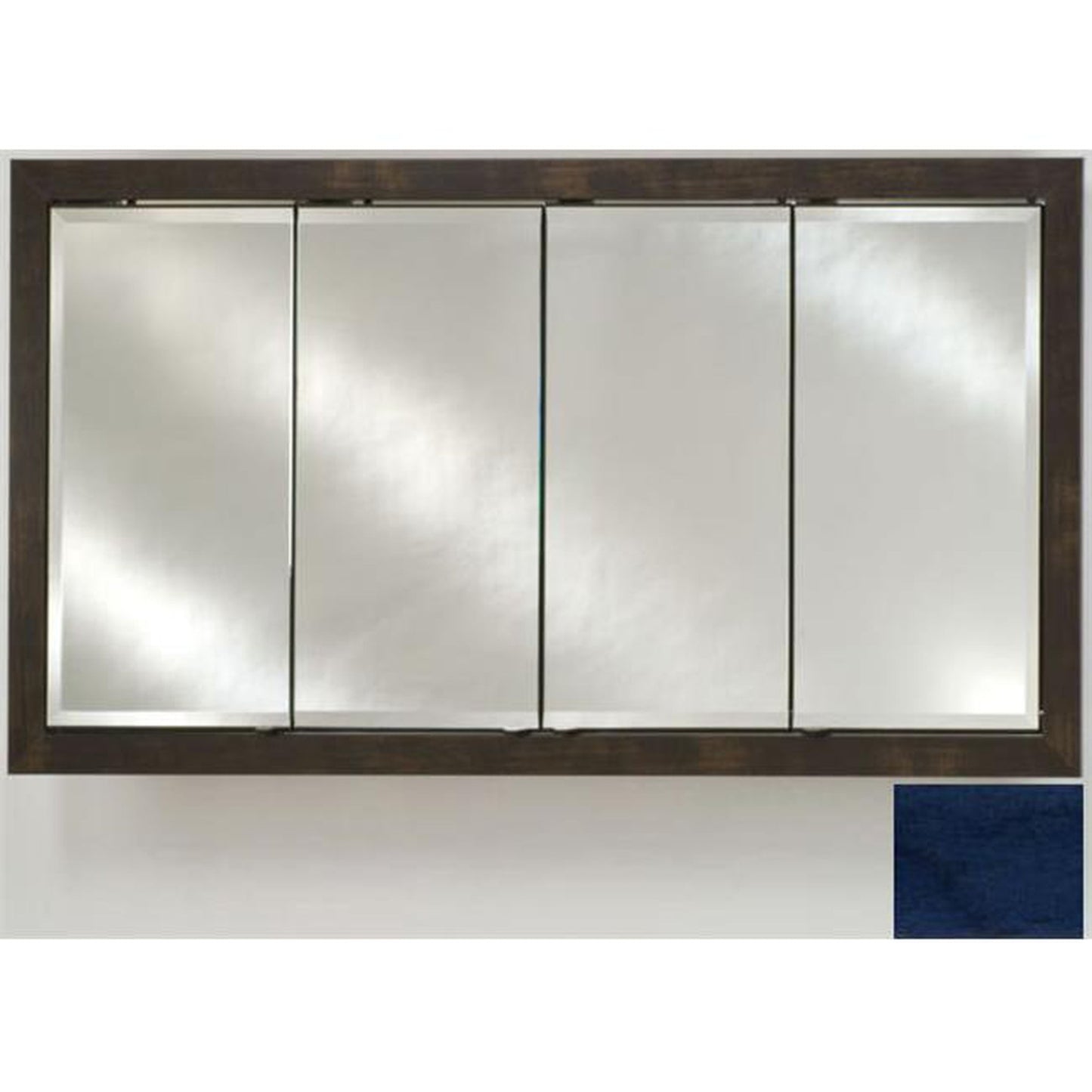 Afina Signature 58" x 30" Colorgrain Blue Recessed Four Door Medicine Cabinet With Beveled Edge Mirror