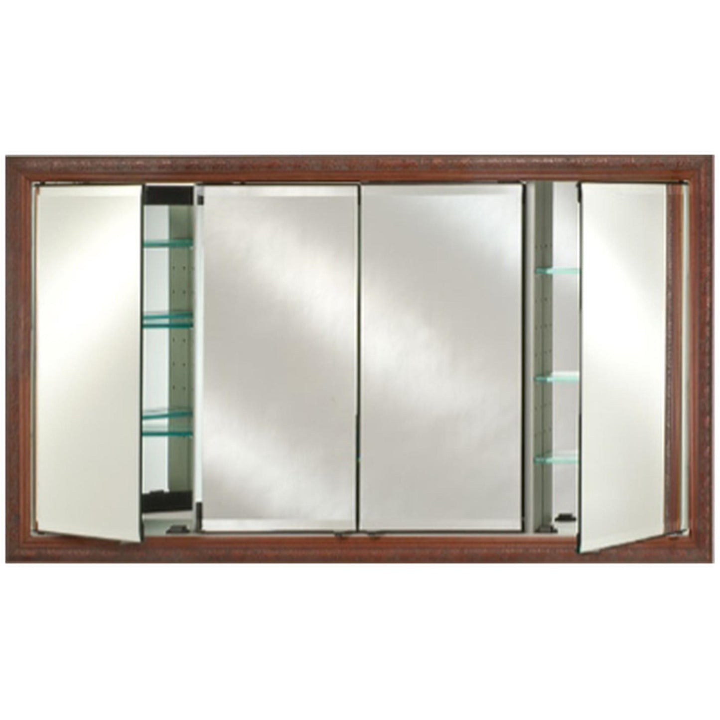 Afina Signature 58" x 30" Polished Glimmer-Flat Recessed Four Door Medicine Cabinet With Beveled Edge Mirror