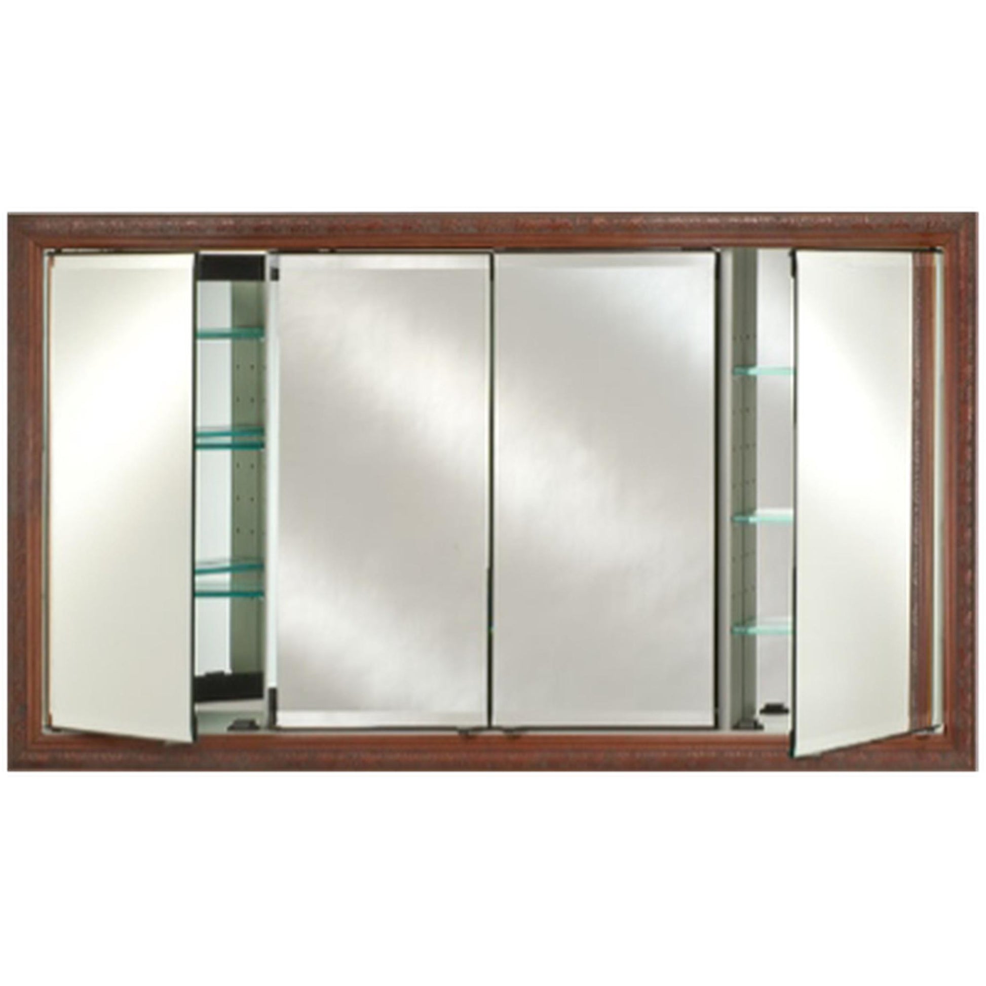 Afina Signature 58" x 30" Polished Glimmer-Scallop Recessed Four Door Medicine Cabinet With Beveled Edge Mirror