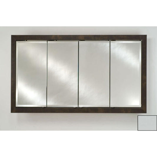 Afina Signature 58" x 30" Soho Satin White Recessed Four Door Medicine Cabinet With Beveled Edge Mirror