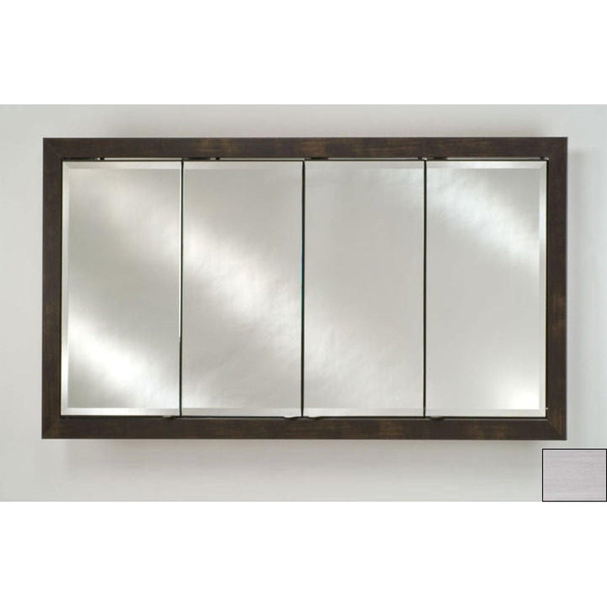 Afina Signature 58" x 30" Soho Stainless Recessed Four Door Medicine Cabinet With Beveled Edge Mirror