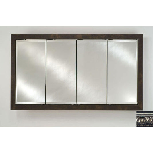 Afina Signature 58" x 30" Valencia Antique Silver Recessed Four Door Medicine Cabinet With Beveled Edge Mirror