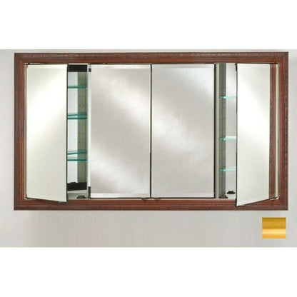 Afina Signature 63" x 36" Brushed Satin Gold Recessed Four Door Medicine Cabinet With Beveled Edge Mirror