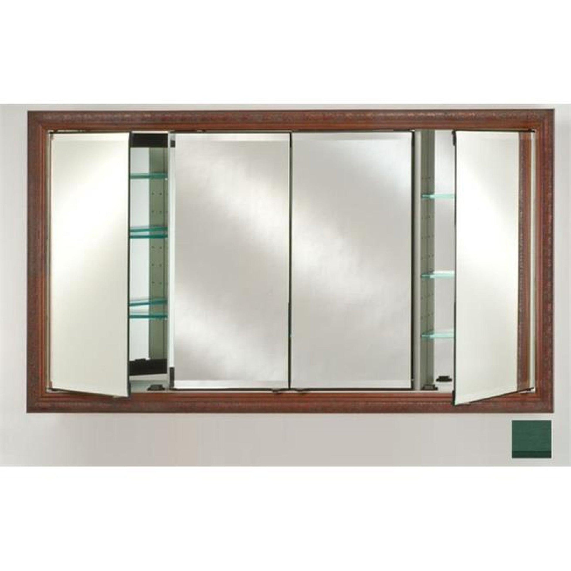 Afina Signature 63" x 36" Colorgrain Green Recessed Four Door Medicine Cabinet With Beveled Edge Mirror