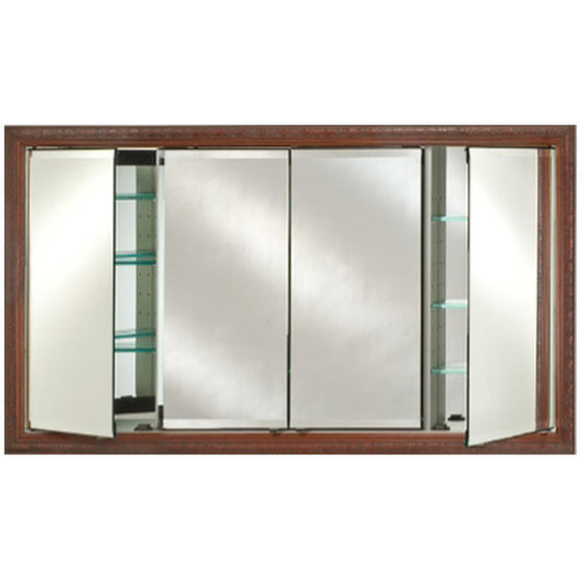Afina Signature 63" x 36" Polished Glimmer-Scallop Recessed Four Door Medicine Cabinet With Beveled Edge Mirror