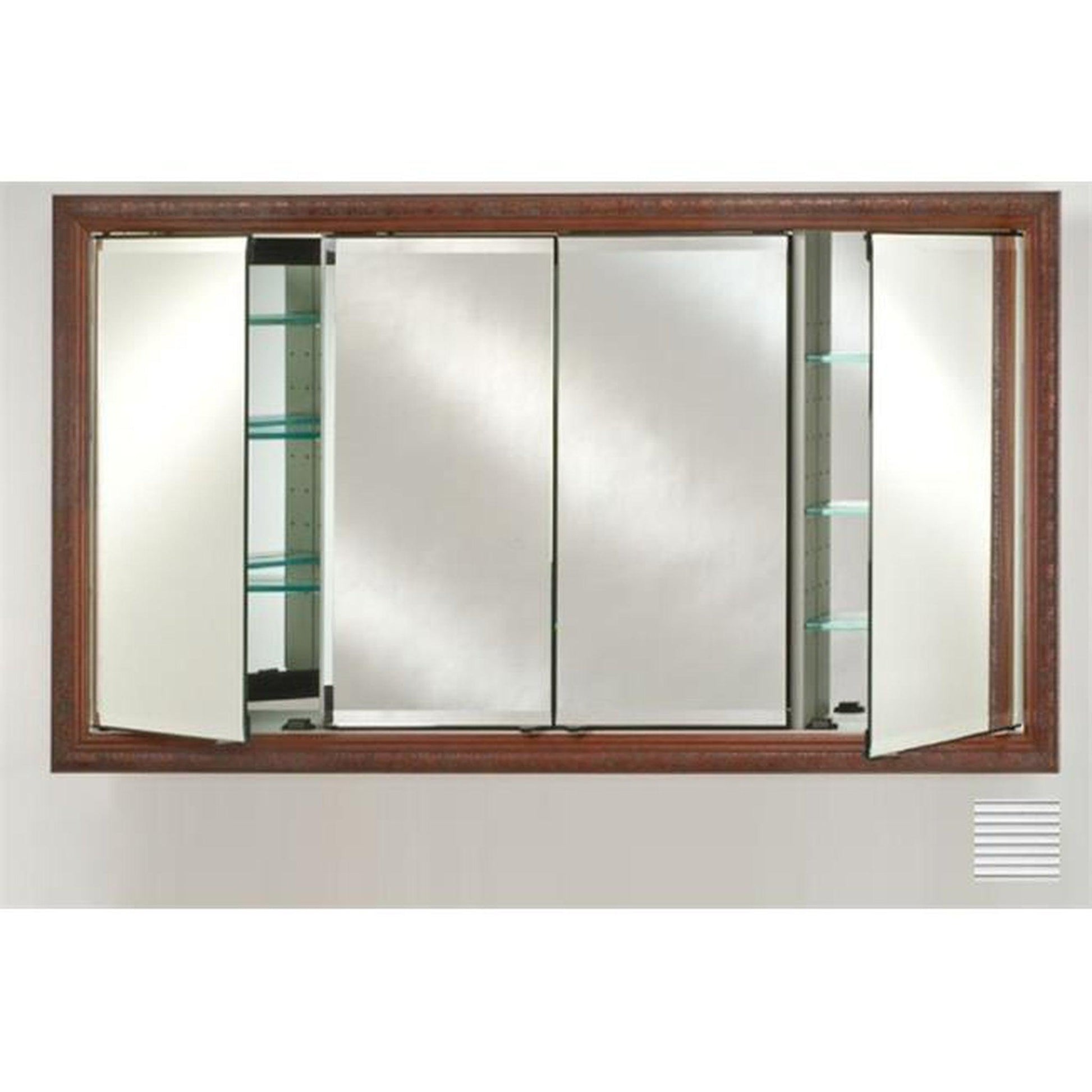 Afina Signature 63" x 36" Soho Fluted Chrome Recessed Four Door Medicine Cabinet With Beveled Edge Mirror