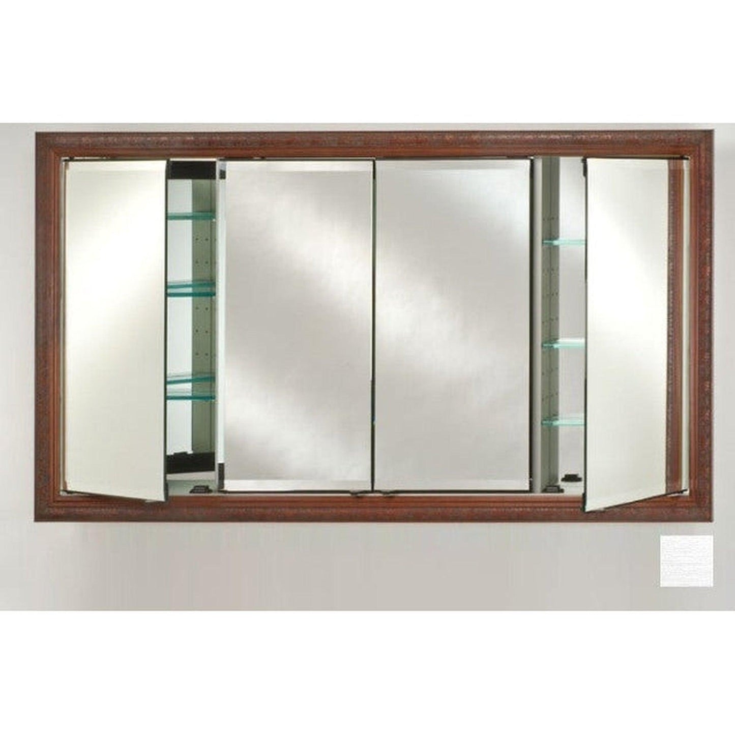 Afina Signature 63" x 36" Tribeca Satin Silver Recessed Four Door Medicine Cabinet With Beveled Edge Mirror