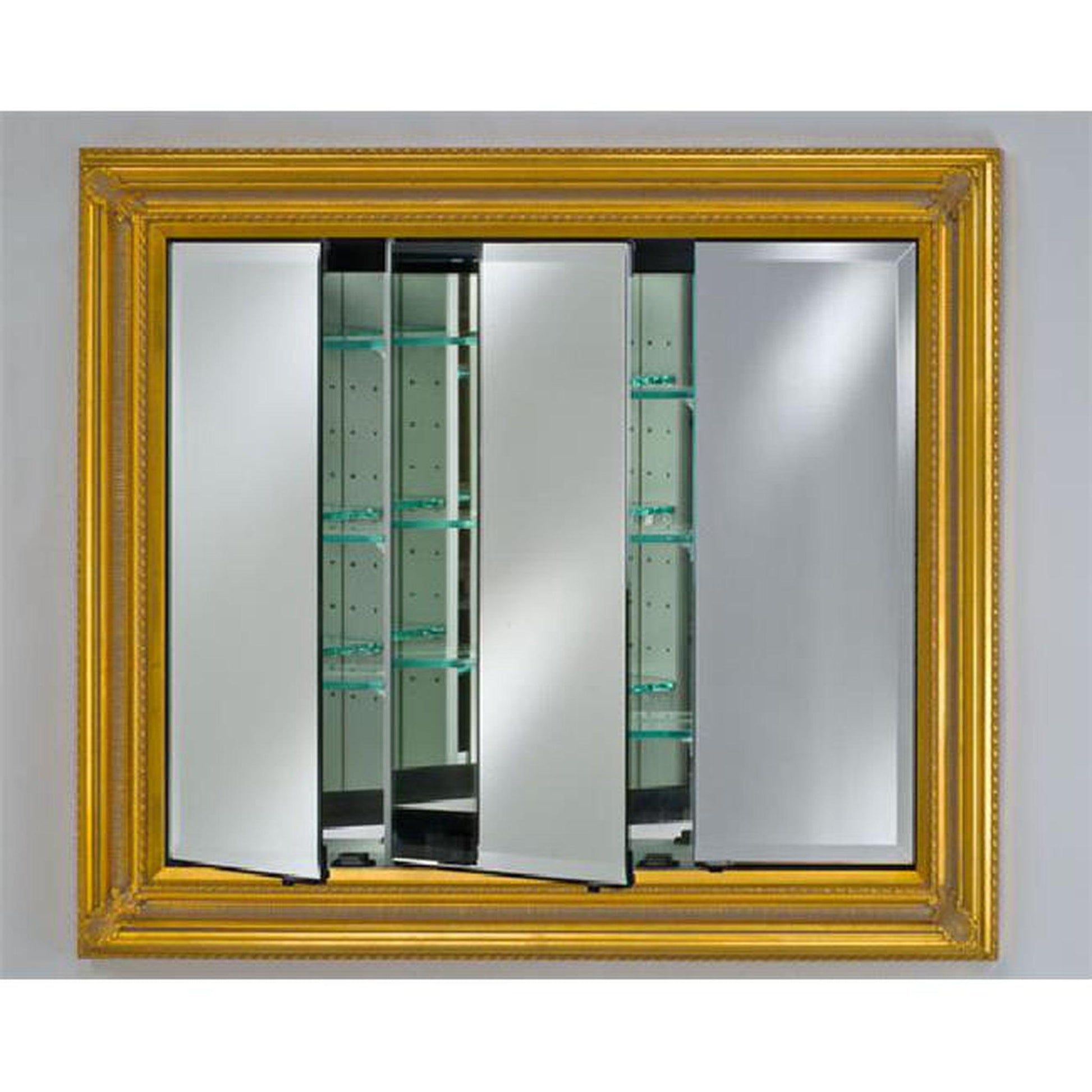 Afina Vanderbilt 42" x 34" Baroque Antique Silver Recessed Medium Triple Door Medicine Cabinet